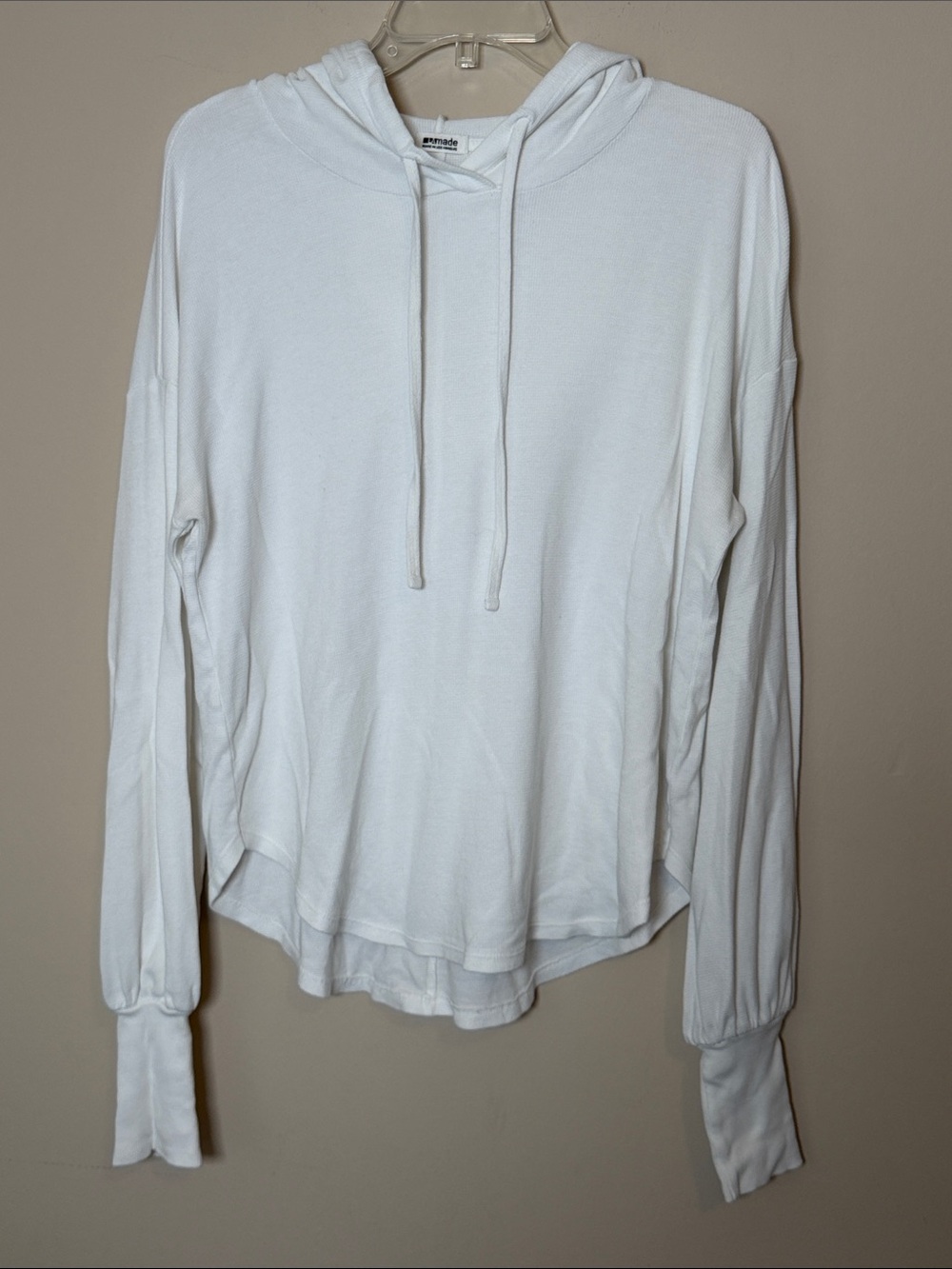 LA MADE White Lightweight Hoodie,Size L